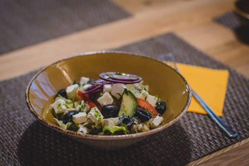 Mediterranean Harvest Salad with olives and feta