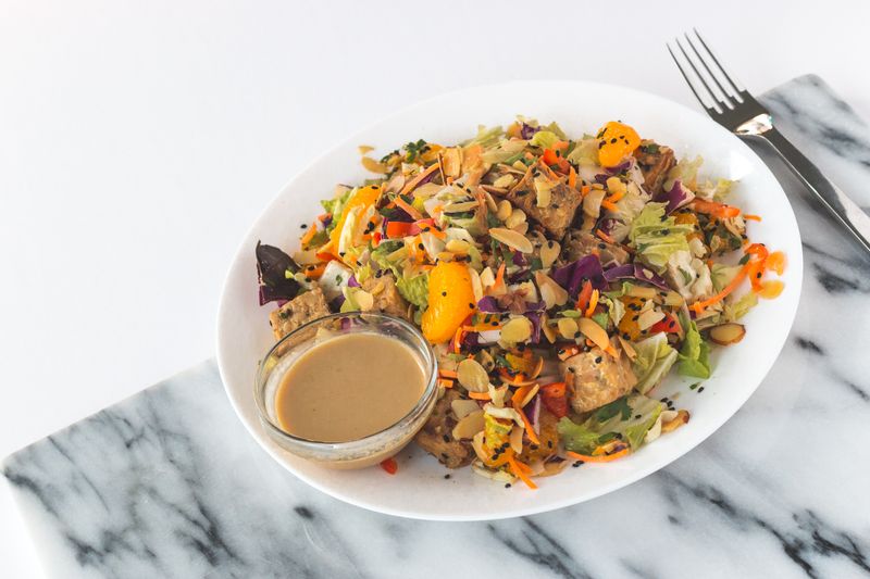 Spicy Thai Crunch Salad with peanut dressing