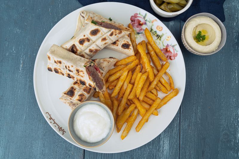Veggie Falafel Wrap with tahini sauce